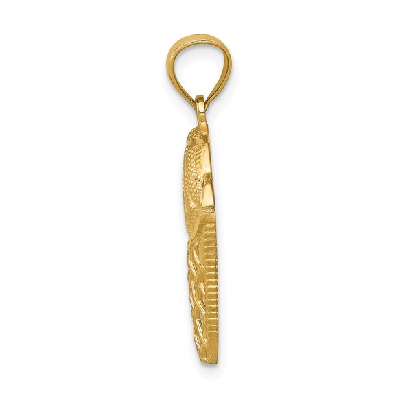 14k Yellow Gold Genuine Sports Basketball in Hoop Necklace Charm Pendant - Picture 3 of 5